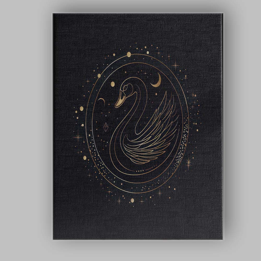 Celestial Swan Gold Line Art Moon And Stars Canvas Wall Art Print Decor Picture Ready to Hang