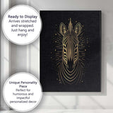 Geometric Zebra Portrait Gold Line Art Canvas Wall Art Print Decor Picture Ready to Hang