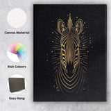 Geometric Zebra Portrait Gold Line Art Canvas Wall Art Print Decor Picture Ready to Hang