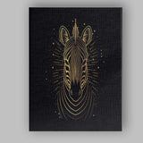 Geometric Zebra Portrait Gold Line Art Canvas Wall Art Print Decor Picture Ready to Hang