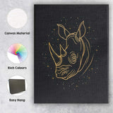 Minimal Rhinoceros Head Gold Line Art Canvas Wall Art Print Decor Picture Ready to Hang