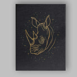 Minimal Rhinoceros Head Gold Line Art Canvas Wall Art Print Decor Picture Ready to Hang