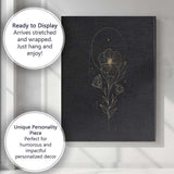 Minimal Botanical Wildflower Gold Line Art Canvas Wall Art Print Decor Picture Ready to Hang