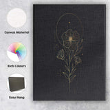 Minimal Botanical Wildflower Gold Line Art Canvas Wall Art Print Decor Picture Ready to Hang