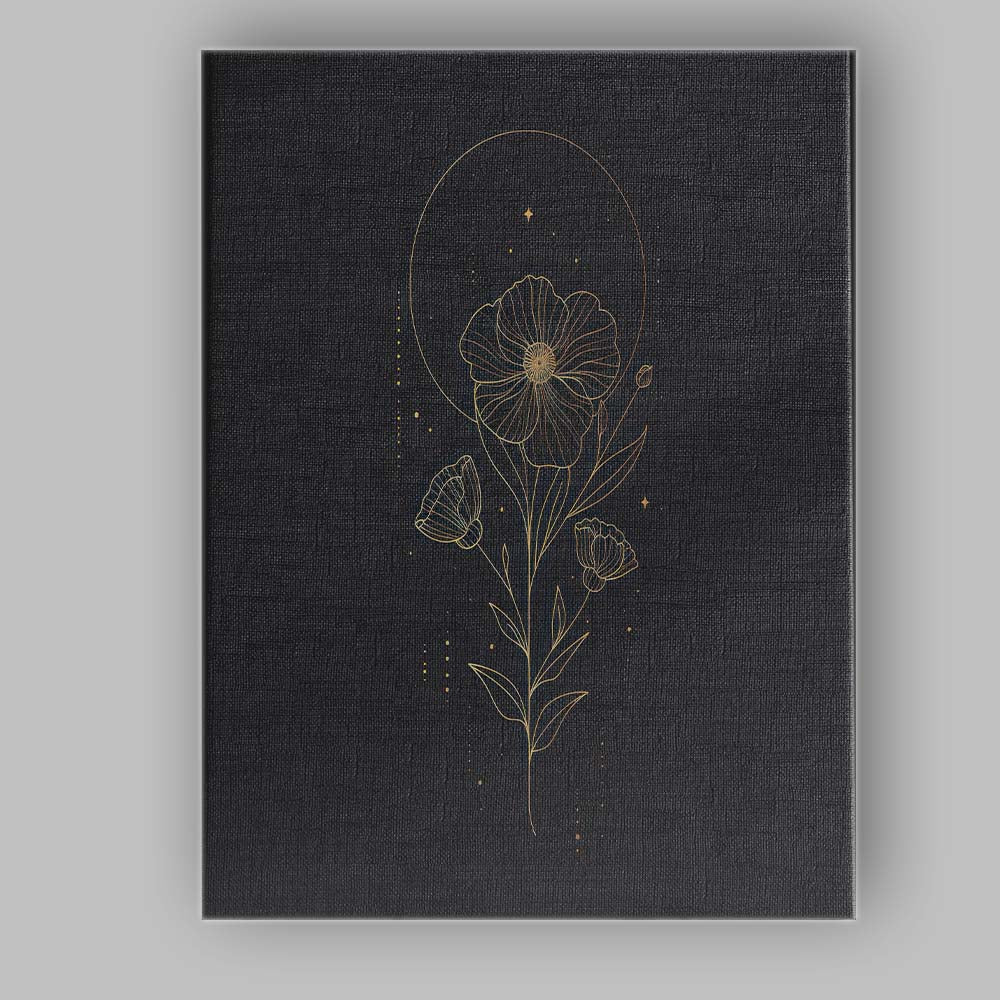 Minimal Botanical Wildflower Gold Line Art Canvas Wall Art Print Decor Picture Ready to Hang