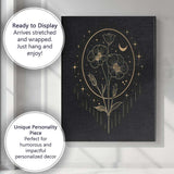 Celestial Poppy Flowers Gold Line Art Canvas Wall Art Print Decor Picture Ready to Hang