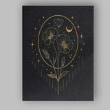 Celestial Poppy Flowers Gold Line Art Canvas Wall Art Print Decor Picture Ready to Hang