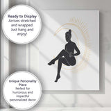 Mystical Woman Sitting On Crescent Moon Silhouette Canvas Wall Art Print Decor Picture Ready to Hang