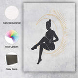 Mystical Woman Sitting On Crescent Moon Silhouette Canvas Wall Art Print Decor Picture Ready to Hang