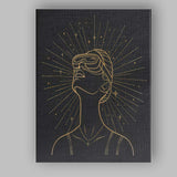 Abstract Woman Wearing Goggles Gold Line Art Portrait Canvas Wall Art Print Decor Picture Ready to Hang