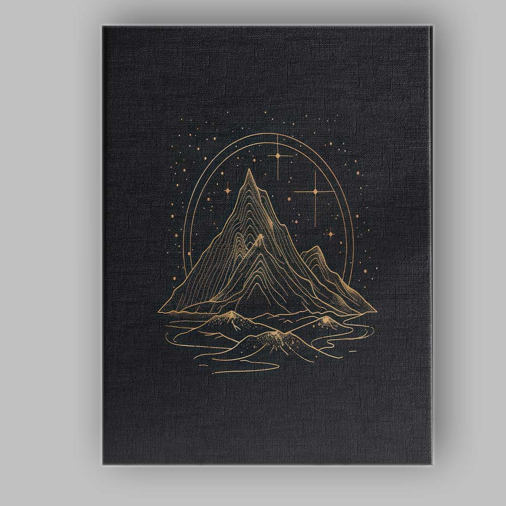 Minimal Mountain Landscape Gold Line Art Canvas Wall Art Print Decor Picture Ready to Hang
