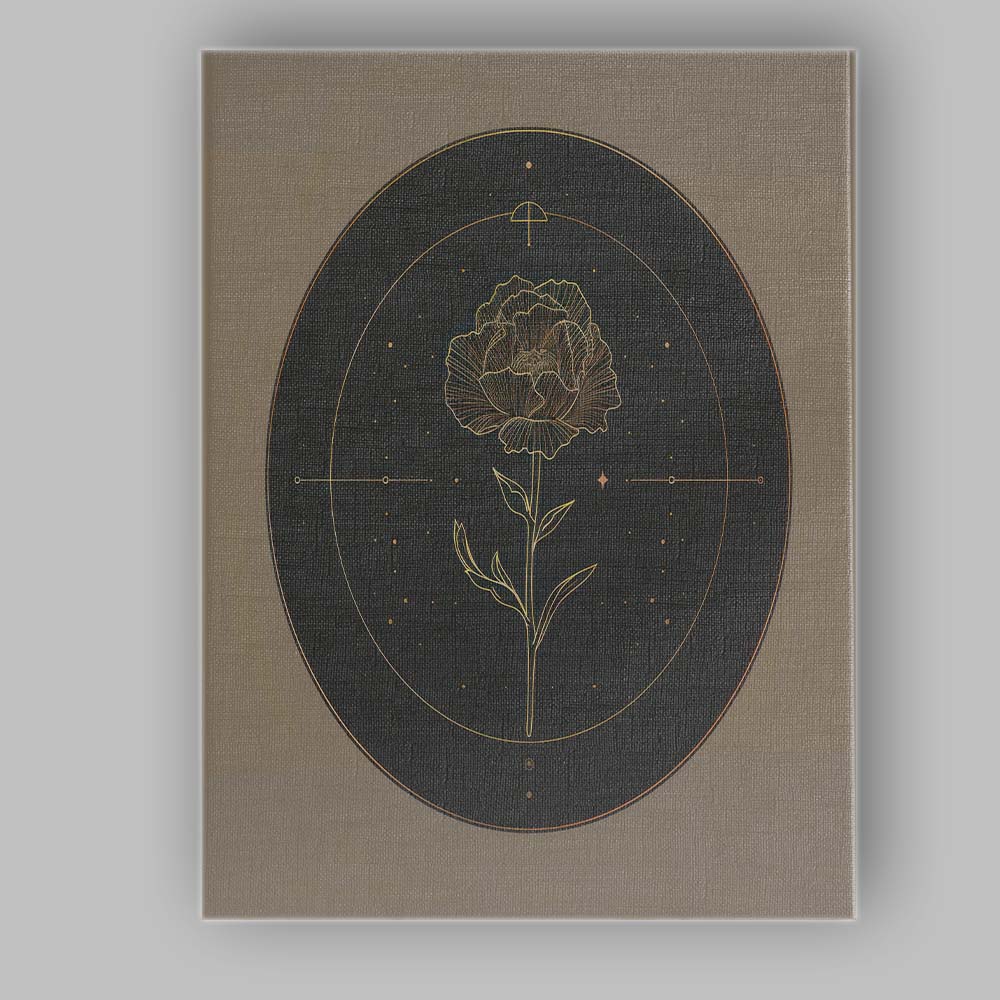 Elegant Gold Peony Botanical Circle Line Art Canvas Wall Art Print Decor Picture Ready to Hang