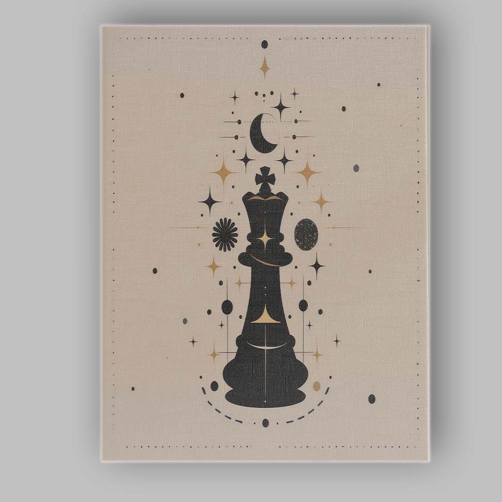 Mystical Chess King Celestial Strategy Illustration Canvas Wall Art Print Decor Picture Ready to Hang