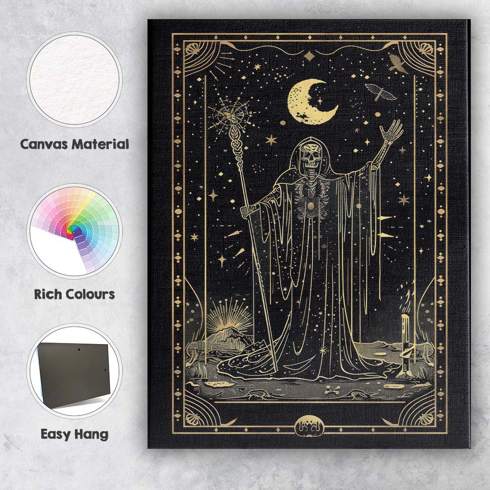 Celestial Grim Reaper Moon Tarot Gothic Canvas Wall Art Print Decor Picture Ready to Hang