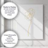 Minimal Gold Poppy Botanical Line Art Canvas Wall Art Print Decor Picture Ready to Hang