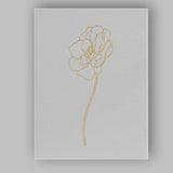 Minimal Gold Poppy Botanical Line Art Canvas Wall Art Print Decor Picture Ready to Hang