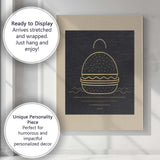 Minimalist Burger Fast Food Line Art Canvas Wall Art Print Decor Picture Ready to Hang