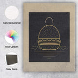 Minimalist Burger Fast Food Line Art Canvas Wall Art Print Decor Picture Ready to Hang