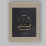Minimalist Burger Fast Food Line Art Canvas Wall Art Print Decor Picture Ready to Hang