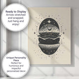 Celestial Gourmet Burger Cosmic Food Illustration Canvas Wall Art Print Decor Picture Ready to Hang
