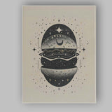Celestial Gourmet Burger Cosmic Food Illustration Canvas Wall Art Print Decor Picture Ready to Hang