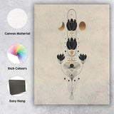 Elegant Lotus Moon Phase Botanical Line Art Canvas Wall Art Print Decor Picture Ready to Hang