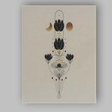 Elegant Lotus Moon Phase Botanical Line Art Canvas Wall Art Print Decor Picture Ready to Hang