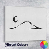 Minimalist Crescent Moon Mountain Landscape Line Art Canvas Wall Art Print Decor Picture Ready to Hang