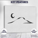 Minimalist Crescent Moon Mountain Landscape Line Art Canvas Wall Art Print Decor Picture Ready to Hang