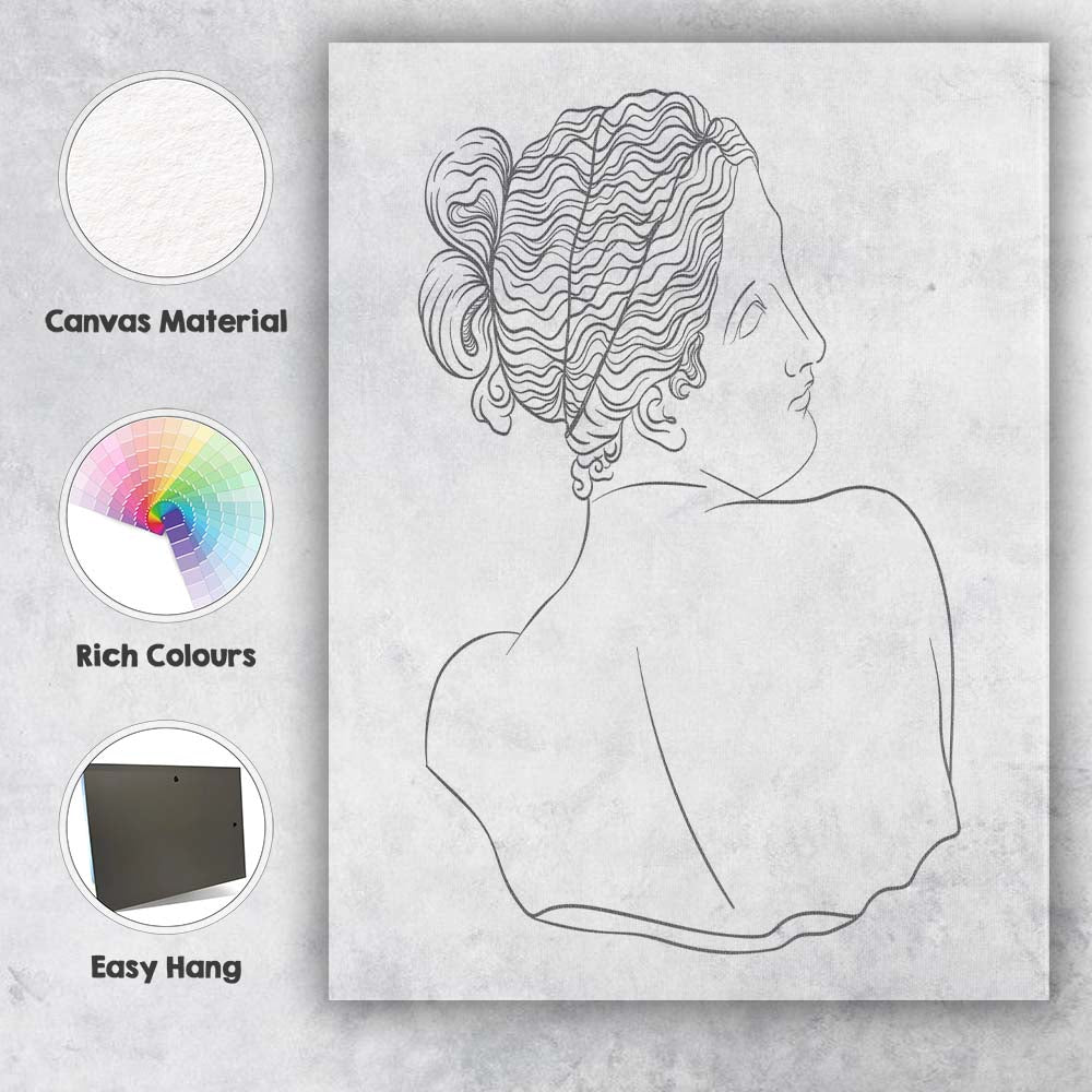 Minimalist Woman Portrait Continuous Line Drawing Canvas Wall Art Print Decor Picture Ready to Hang