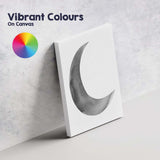 Minimalist Grey Watercolour Crescent Moon Illustration Canvas Wall Art Print Decor Picture Ready to Hang