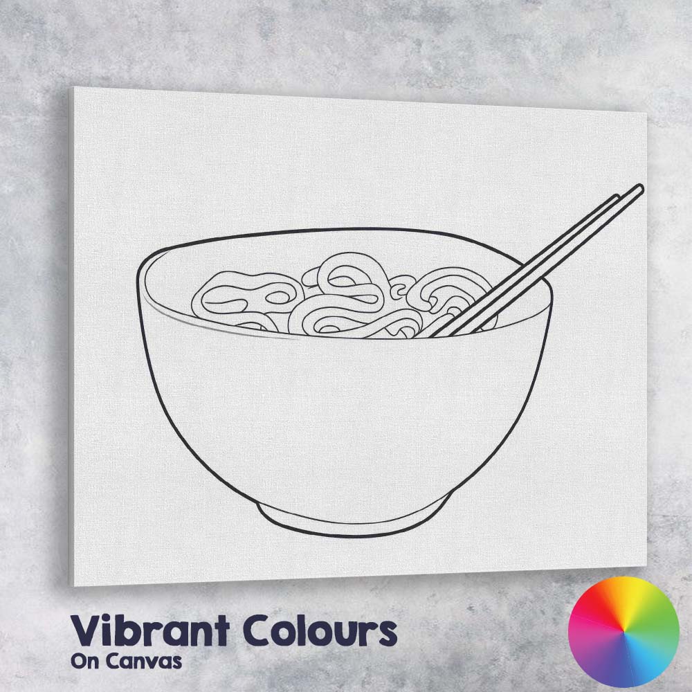 Minimalist Noodle Bowl Chopsticks Kitchen Line Art Canvas Wall Art Print Decor Picture Ready to Hang