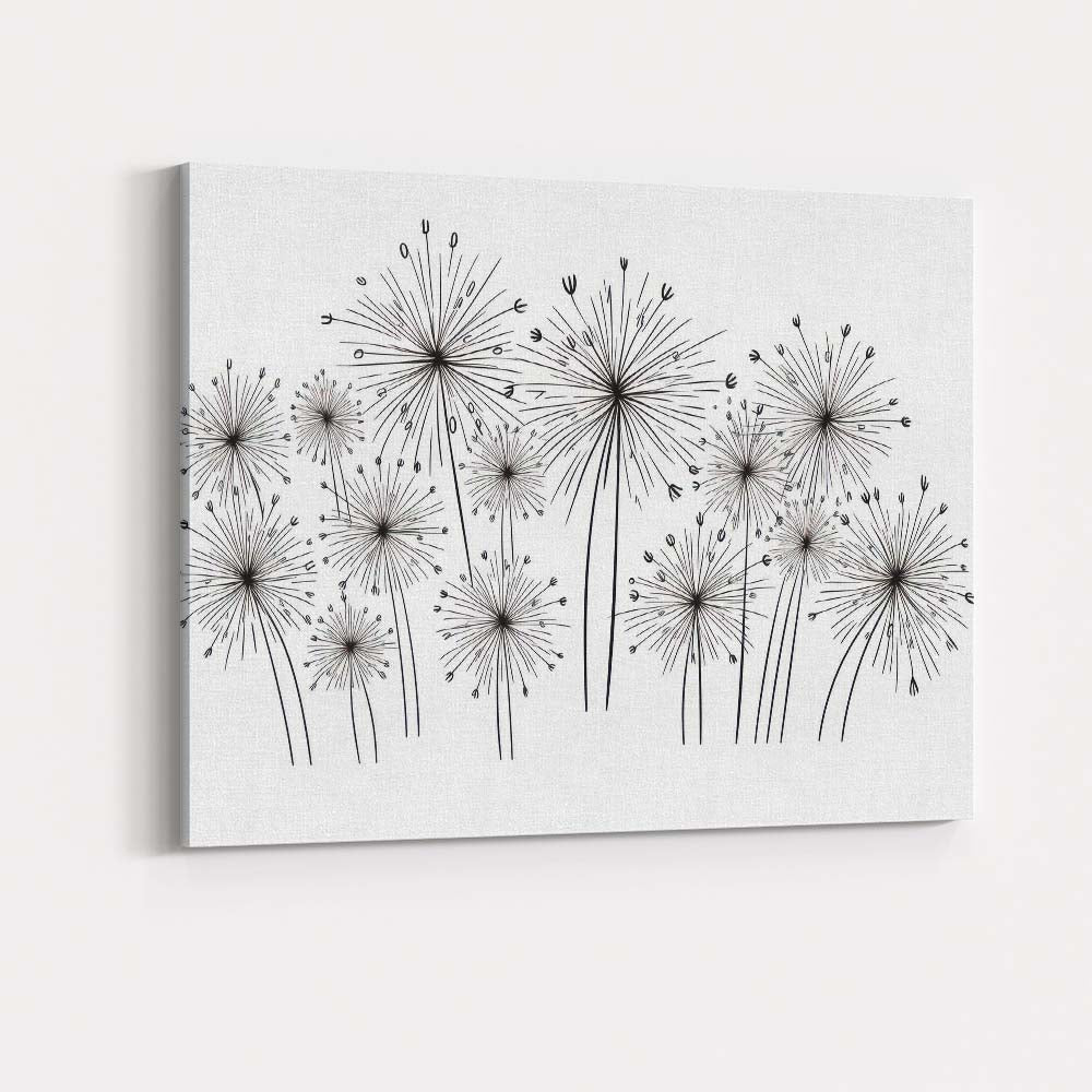 Minimalist Dandelion Seed Head Botanical Line Art Canvas Wall Art Print Decor Picture Ready to Hang