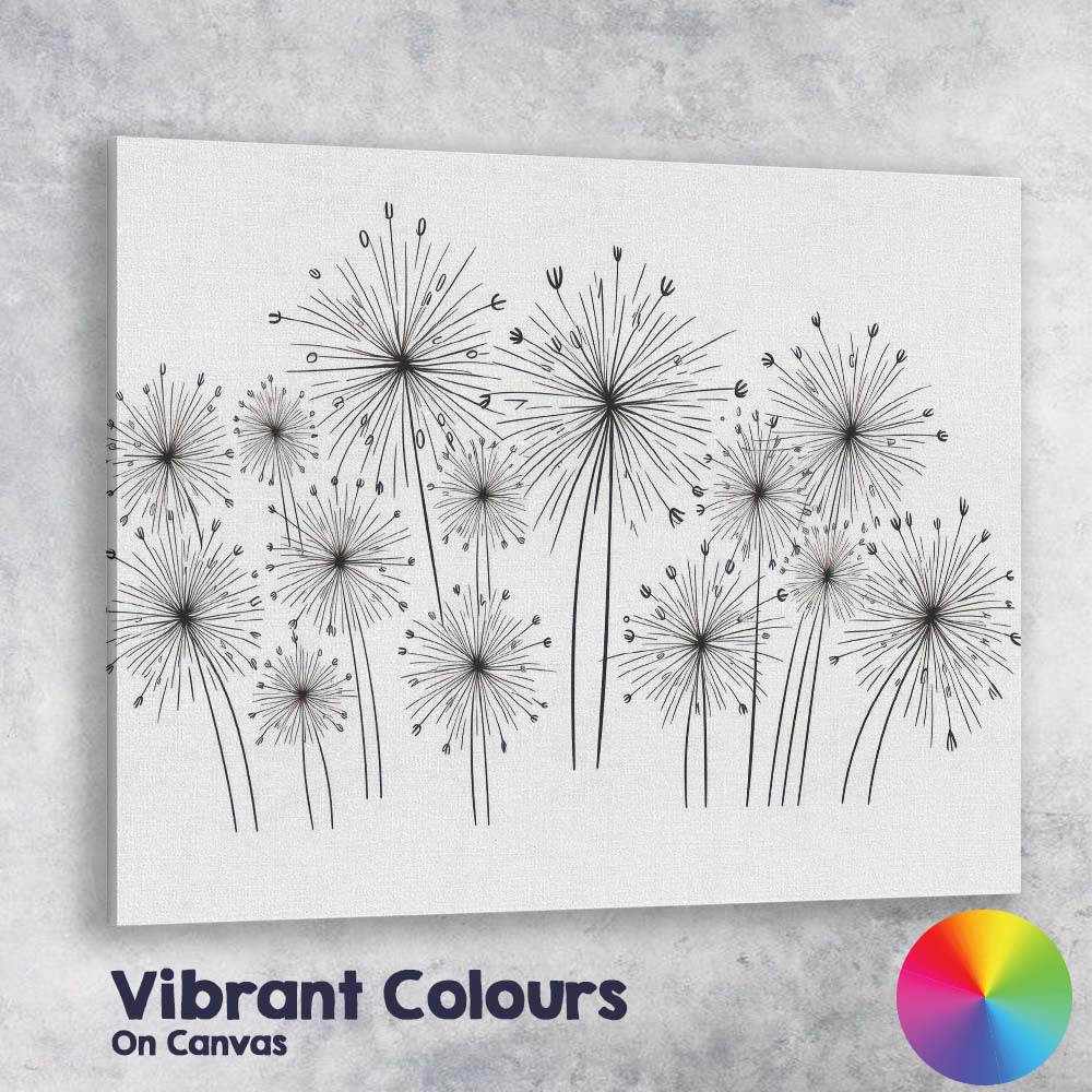 Minimalist Dandelion Seed Head Botanical Line Art Canvas Wall Art Print Decor Picture Ready to Hang