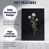 Elegant White Floral Stem Gold Line Art Black Background Canvas Wall Art Print Decor Picture Ready to Hang
