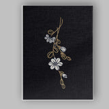 Elegant White Wildflower Gold Line Art Black Background Canvas Wall Art Print Decor Picture Ready to Hang