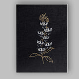 Elegant White Fuchsia Flower Gold Line Art Black Background Canvas Wall Art Print Decor Picture Ready to Hang