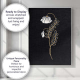 Minimalist White Hanging Bellflower Gold Line Art Black Background Canvas Wall Art Print Decor Picture Ready to Hang