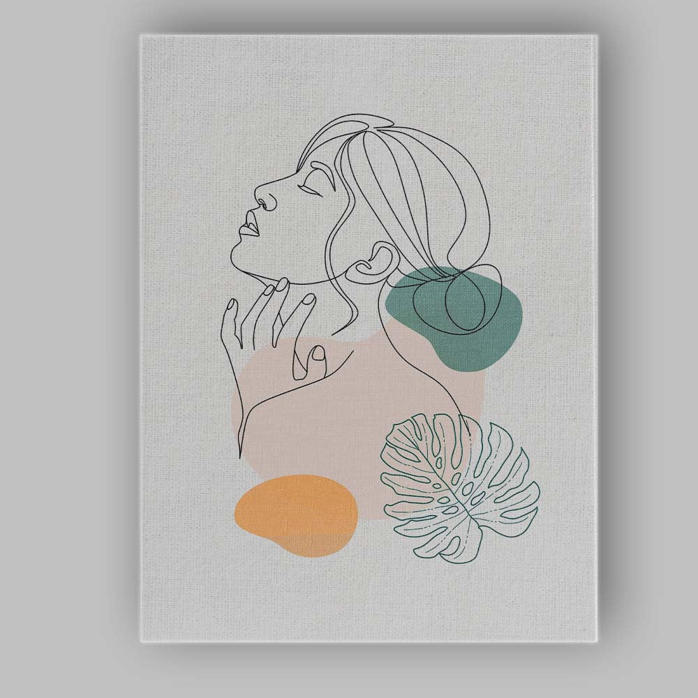 Minimalist Female Portrait One Line Abstract Canvas Wall Art Print Decor Picture Ready to Hang