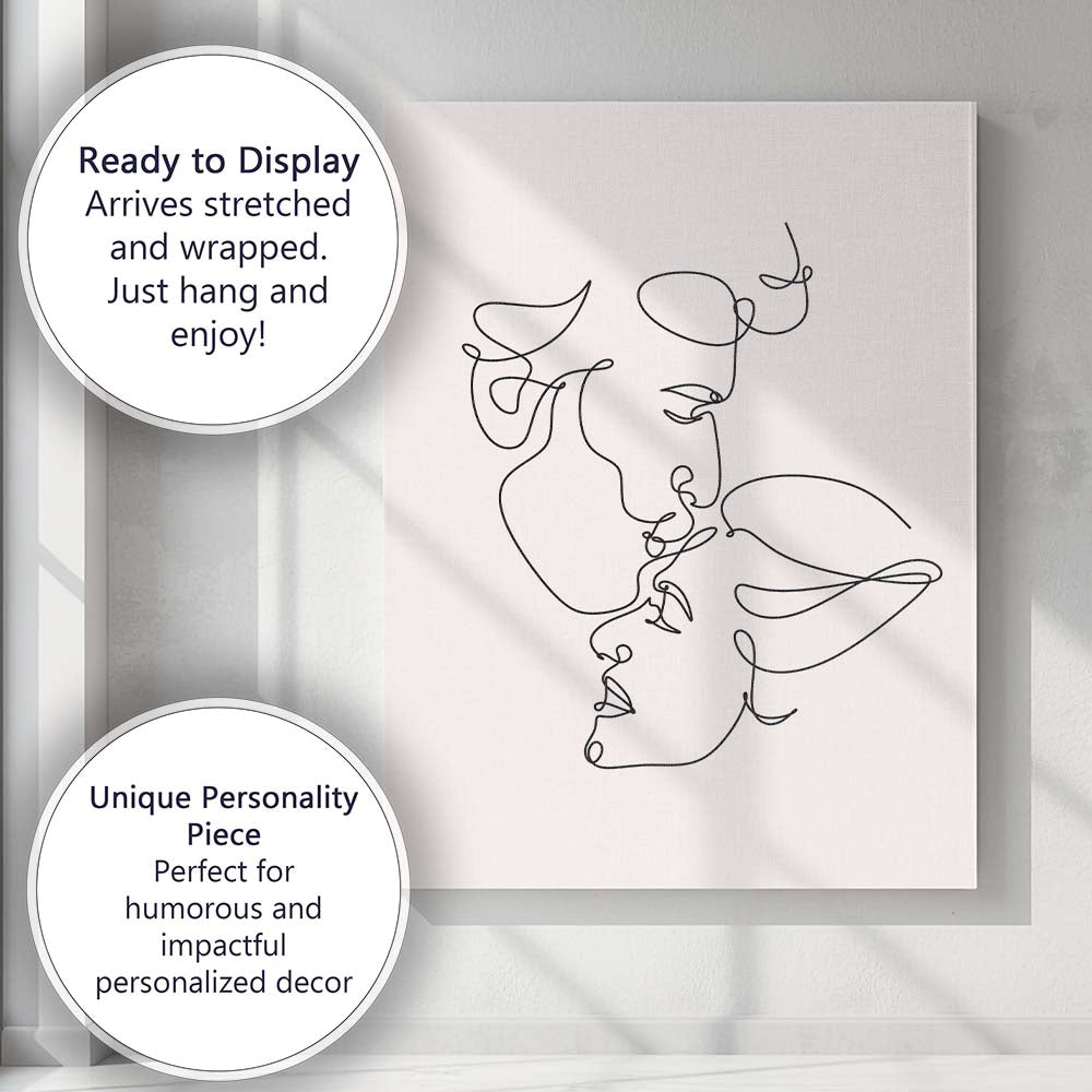 Abstract Continuous Line Face Portrait Modern Canvas Wall Art Print Decor Picture Ready to Hang