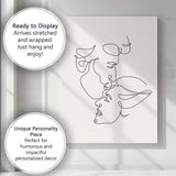 Abstract Continuous Line Face Portrait Modern Canvas Wall Art Print Decor Picture Ready to Hang