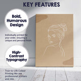 Elegant Woman Portrait White Line Art Neutral Beige Canvas Wall Art Print Decor Picture Ready to Hang
