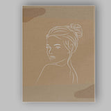 Elegant Woman Portrait White Line Art Neutral Beige Canvas Wall Art Print Decor Picture Ready to Hang
