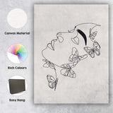 Minimalist Butterfly Woman Face Continuous Line Drawing Canvas Wall Art Print Decor Picture Ready to Hang
