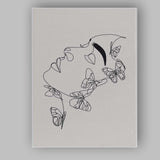Minimalist Butterfly Woman Face Continuous Line Drawing Canvas Wall Art Print Decor Picture Ready to Hang