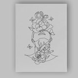 Botanical Floral Woman Face One Line Drawing Butterflies Canvas Wall Art Print Decor Picture Ready to Hang