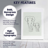 Minimalist Elephant Mother And Baby One Line Drawing Canvas Wall Art Print Decor Picture Ready to Hang