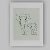 Minimalist Elephant Mother And Baby One Line Drawing Canvas Wall Art Print Decor Picture Ready to Hang