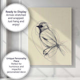 Expressive Sketch Bird Minimalist Line Drawing Canvas Wall Art Print Decor Picture Ready to Hang