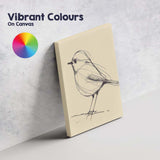 Minimalist Sketch Perched Songbird Line Drawing Canvas Wall Art Print Decor Picture Ready to Hang